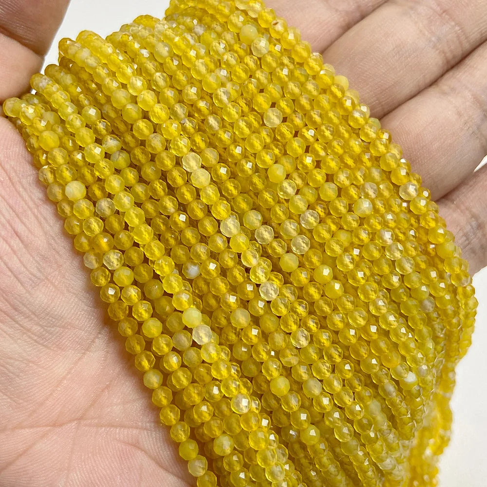 Natural Gemstone Beads in Yellow + Orange,  2 3 4 MM, 15"