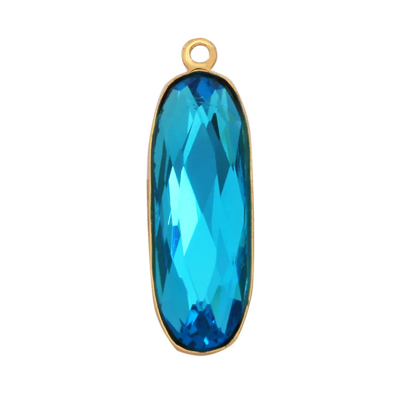 All Seeing Glass Bezel Pendants, 18k Gold Plated CZ Micro Pave