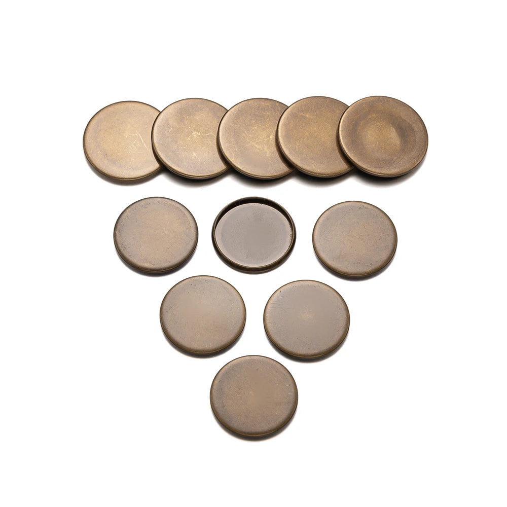 Antique Bronze Flat Round Trays, Bezel Cups, Cabochon Setting Blanks, 20pcs