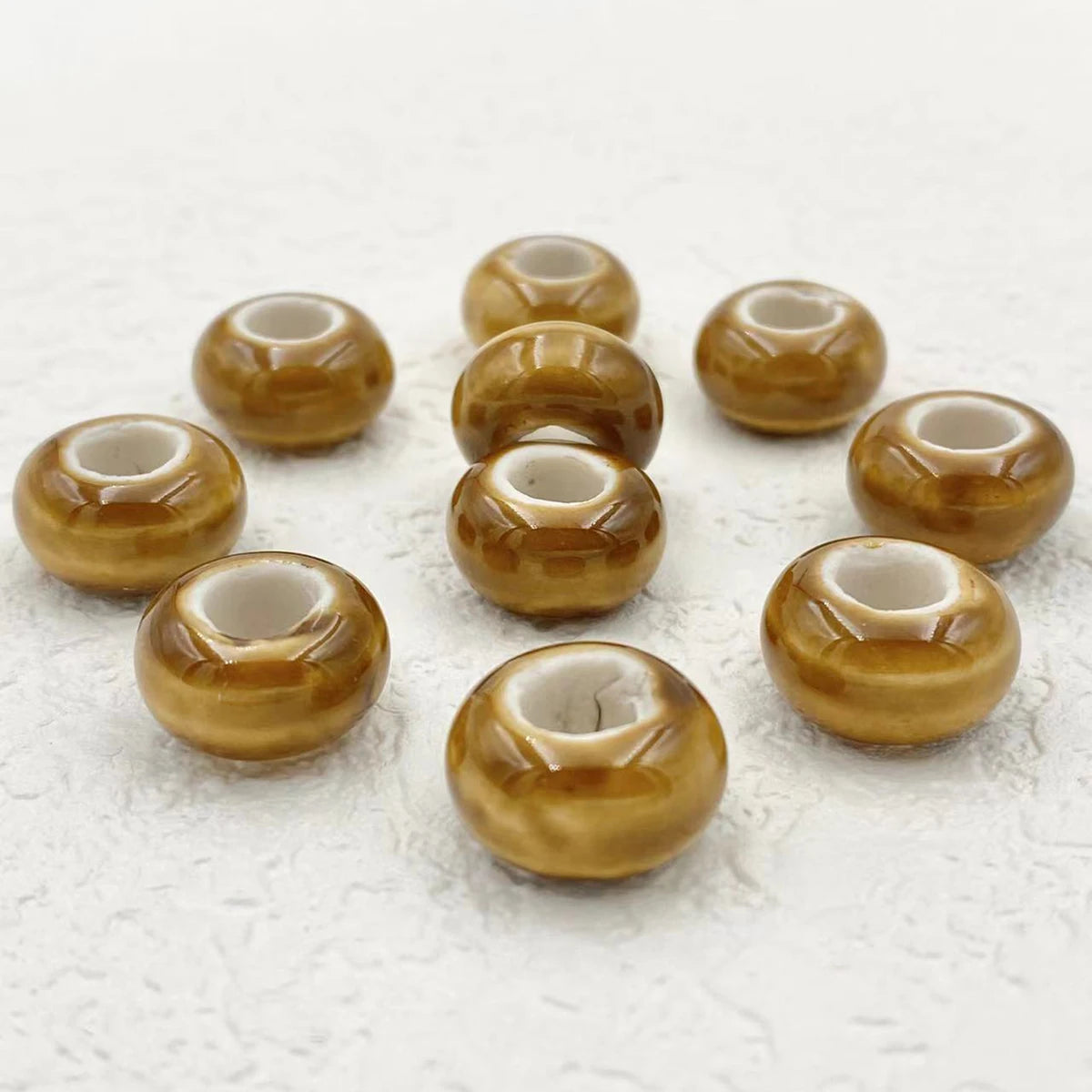 Big Hole Ceramic Spacer Beads, 10PCS