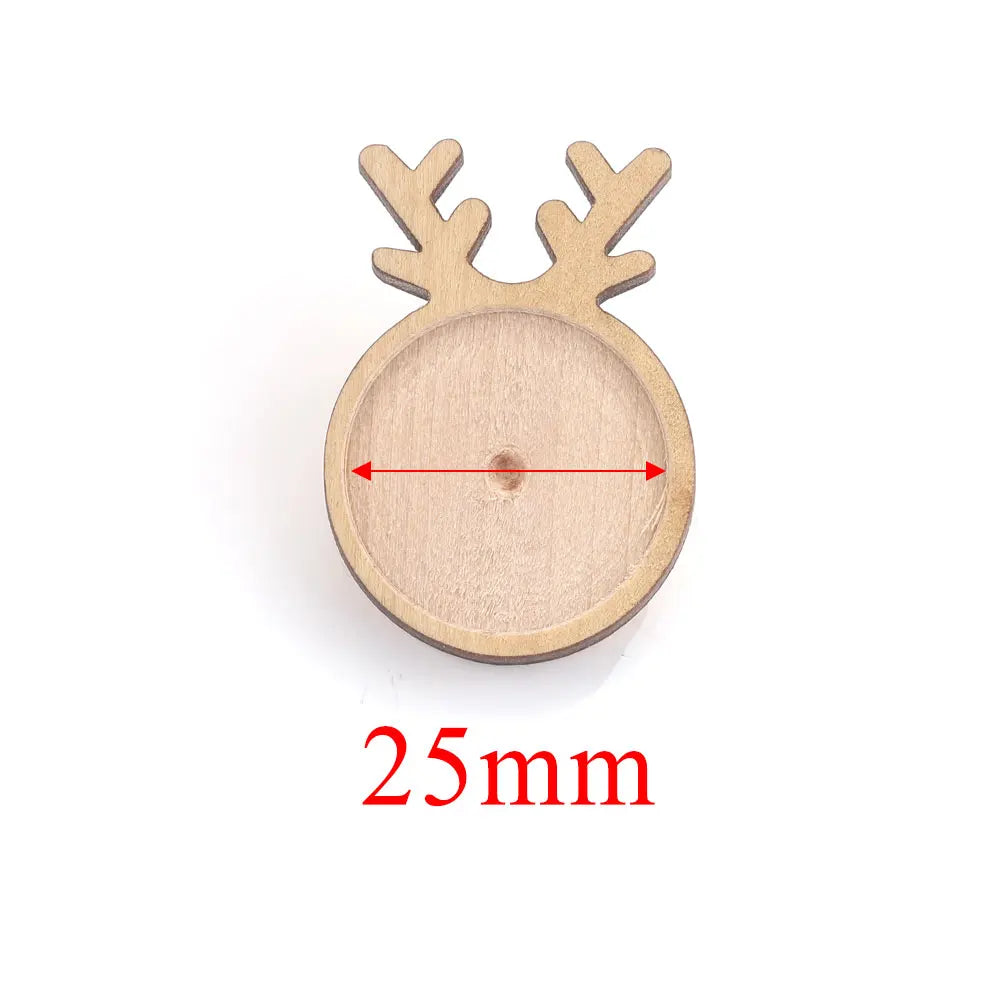 Blank Wood Cabochon Brooch Base Settings, Fits 20 25 30 40mm, Round Bezel Tray Blanks