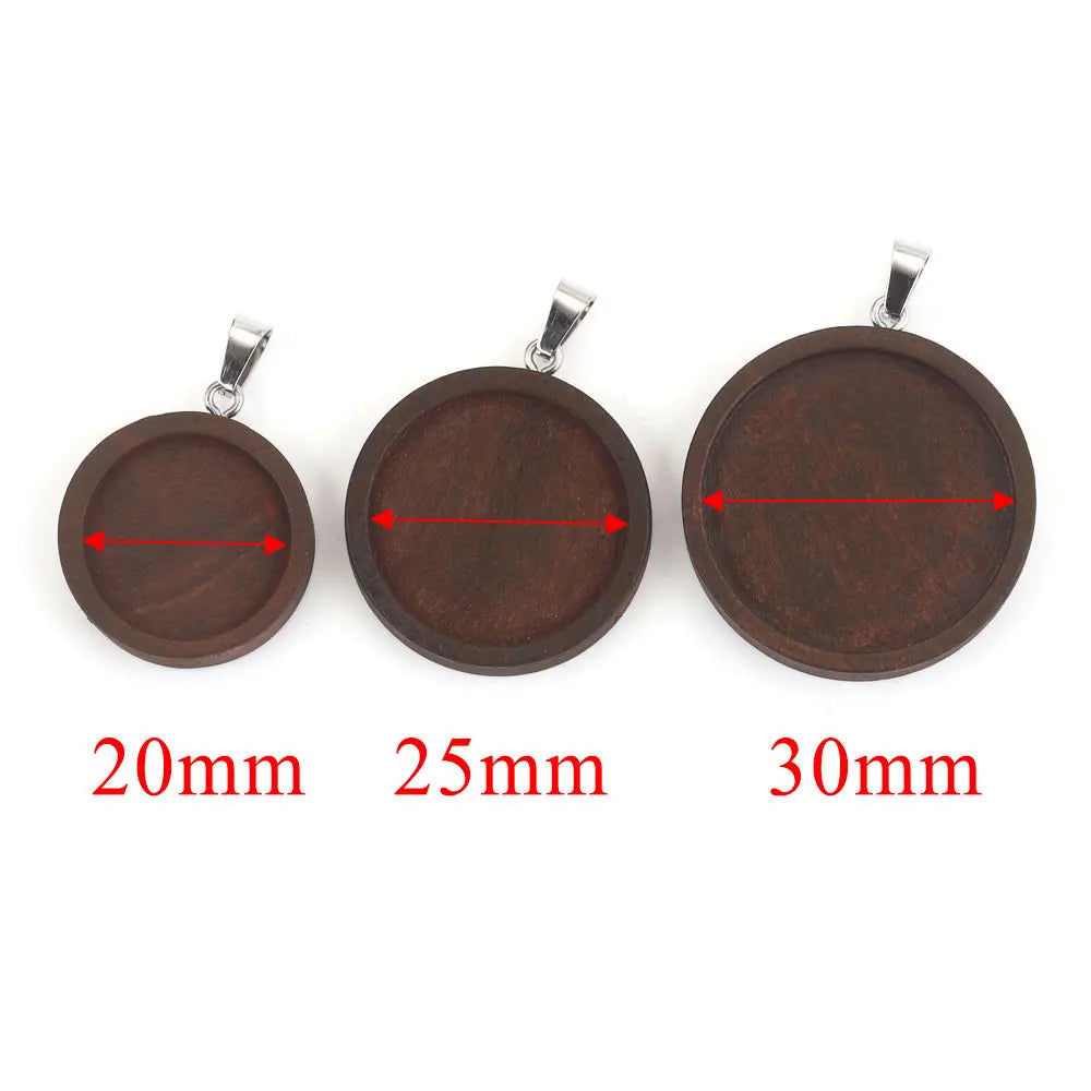 Wood Round Cabochon Base, Blank Settings, 20-25-30mm, 10pcs