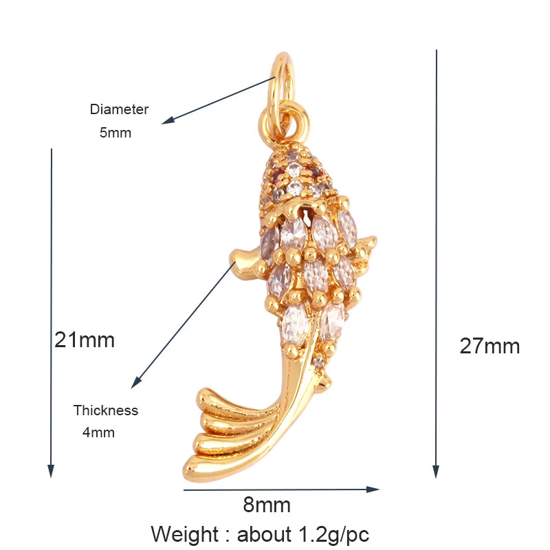 The Deep Blue Sea Collection, 18K Gold Plated Zircon Charms