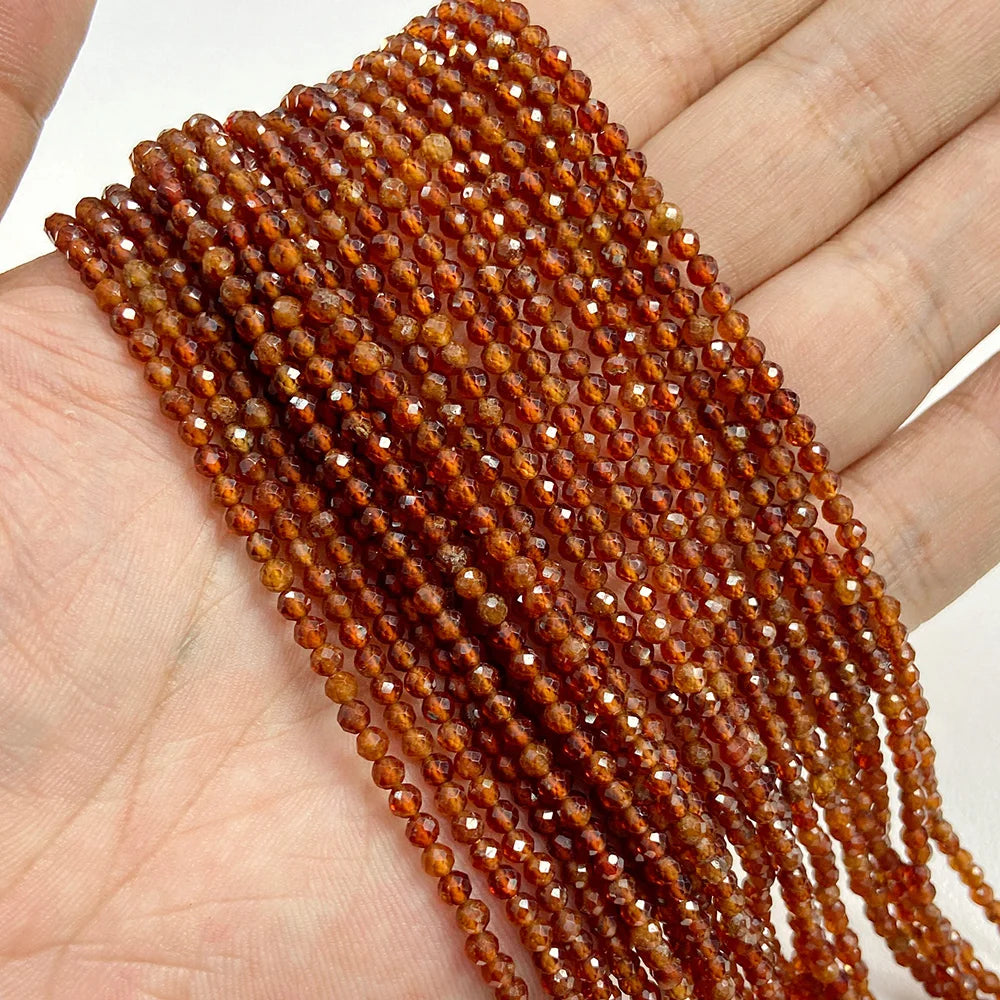 Natural Gemstone Beads in Yellow + Orange,  2 3 4 MM, 15"