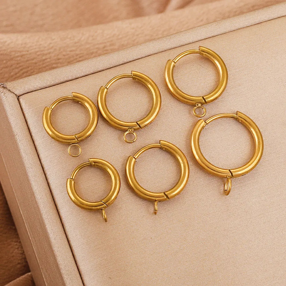 18k Gold Plated Huggie Earring Hooks With Loop, 10pcs Stainless Steel