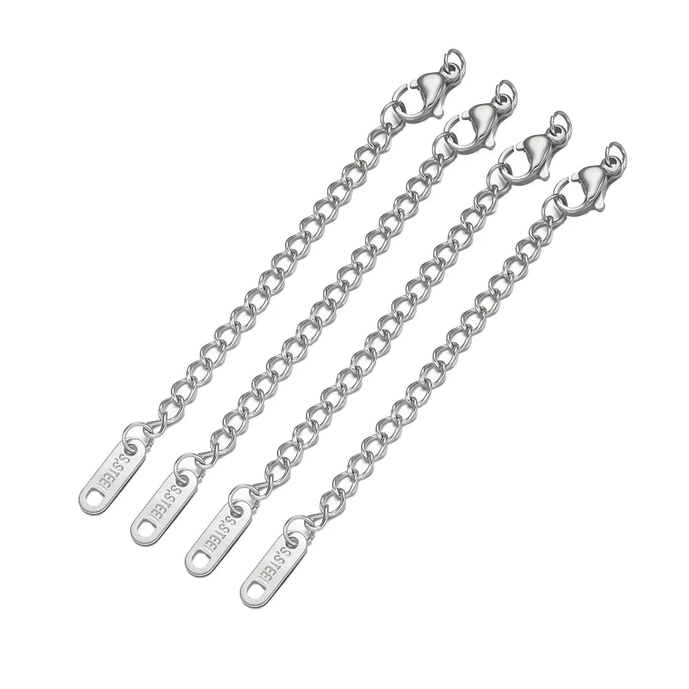 Stainless Steel Extension Chains with Lobster Clasp Connectors, 10pcs