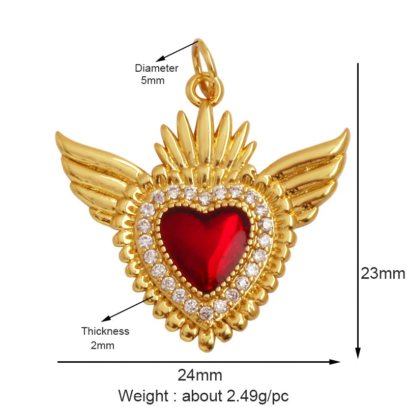 Sacred Red Heart Charm Collection, 18K Gold Plated