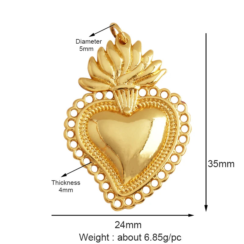 Sacred Red Heart Charm Collection, 18K Gold Plated