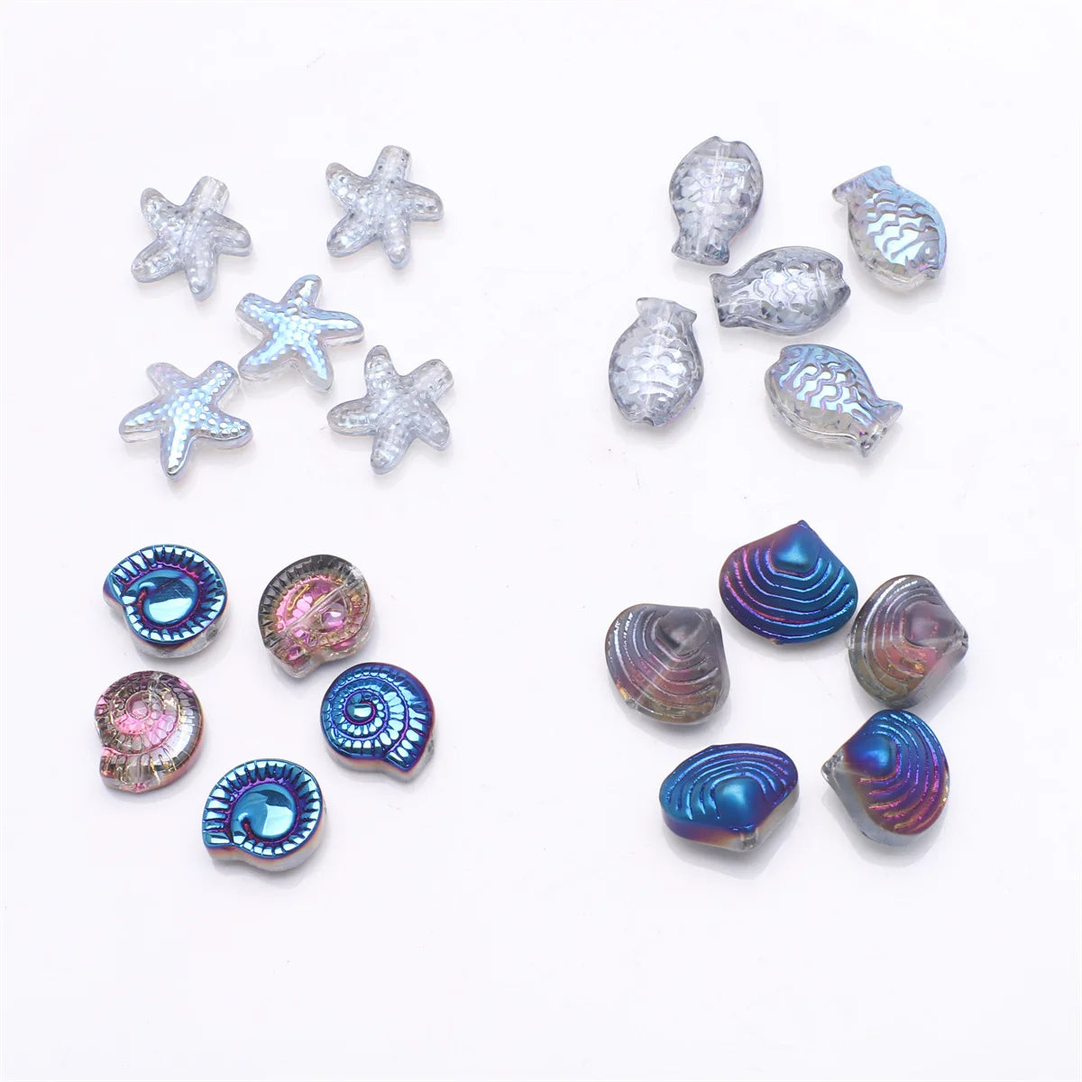 All Aboard Ocean Charm Collection, 20 Pcs Mixed Shapes Starfish /Snail /Shell/ Small Fish