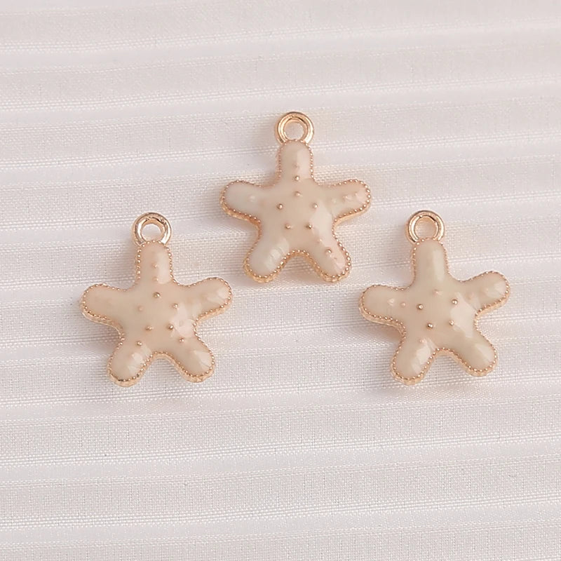 Seashell Lore Enamel Charm Collection, Starfish, Shells with Pearls, 10pc