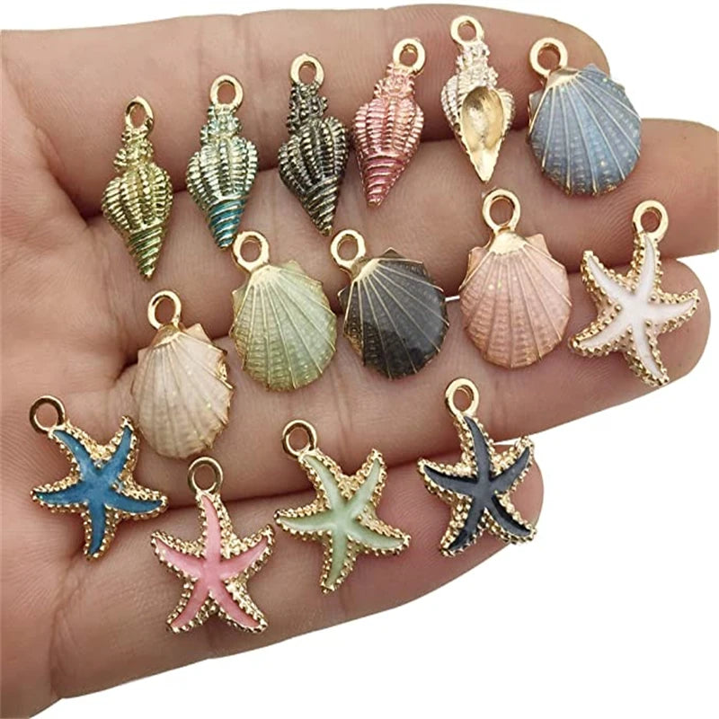 Seaside Seashell & Starfish Charms 10pcs