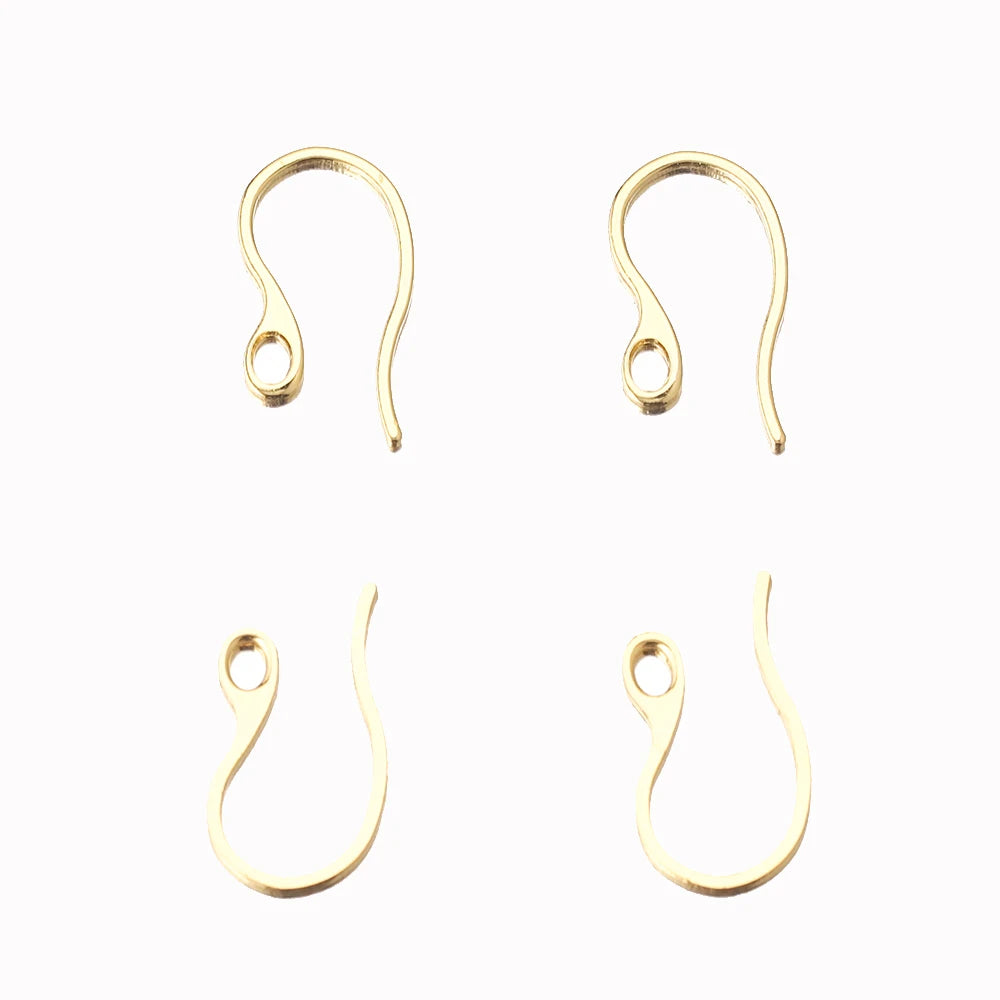 Gold-Plated Earring Hooks, Stainless Steel Ear Wires, 20pcs