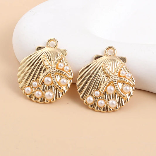 Pearl Shell Enamel Charms 10pcs