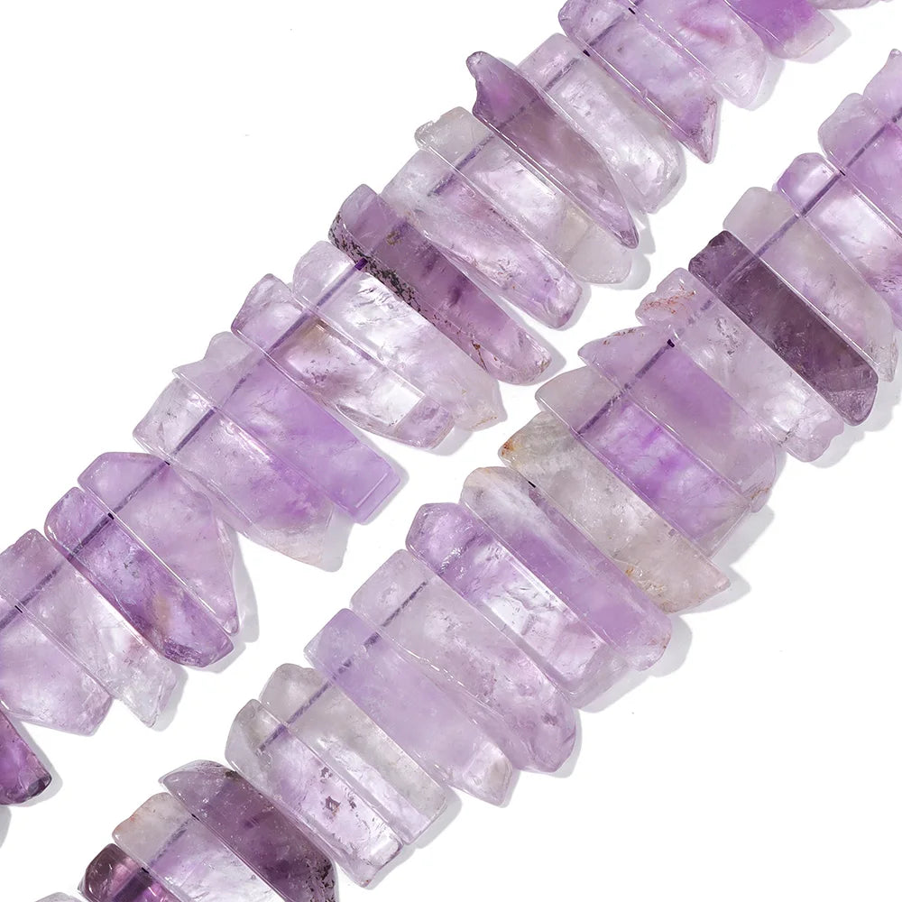 Transparent Natural Purple Amethyst Beads, Flat, Top Drilled 25mm