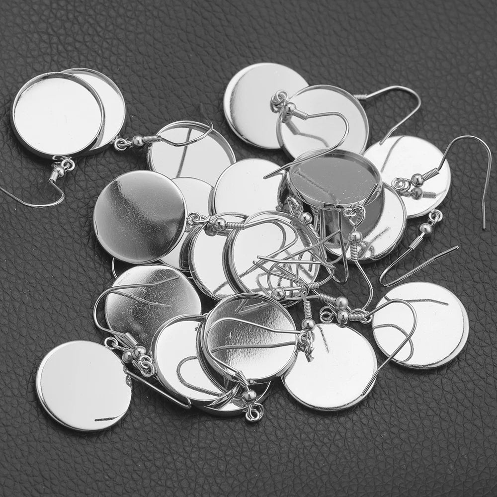 Gold-Plated Stainless Steel Earrings Hooks, Blank Cabochon Base 6 8 10 12 14 16 18 20 25 30mm, 20pcs