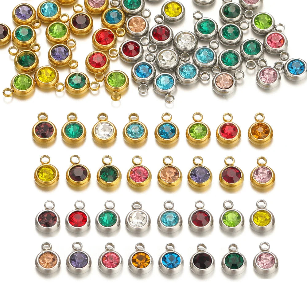 Zirconia Birthstone Pendants, 6mm, 20pcs