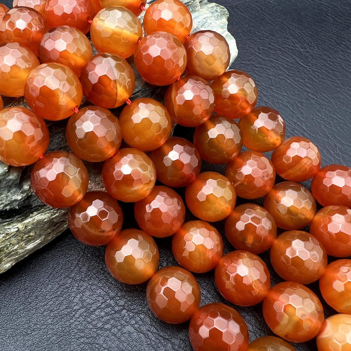 Large Faceted Natural Red Agate Beads, 14MM 28PCS