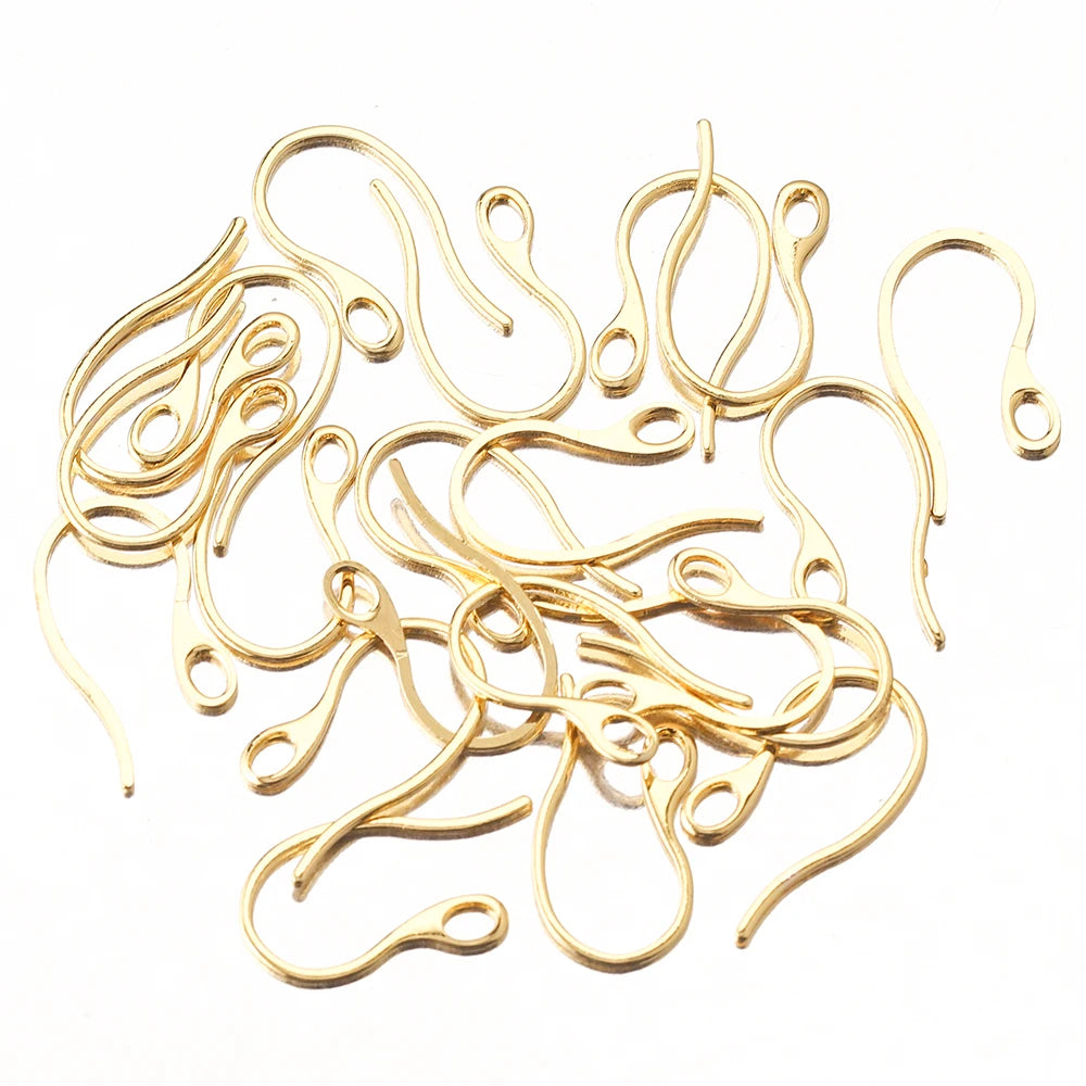 Gold-Plated Earring Hooks, Stainless Steel Ear Wires, 20pcs