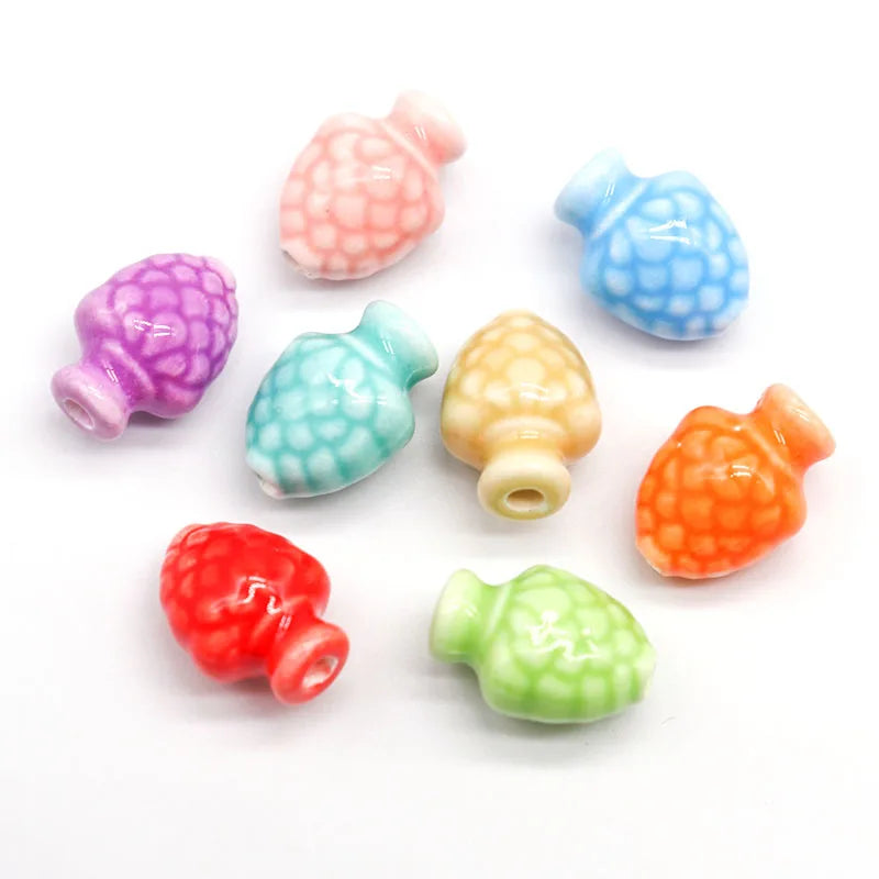 Hand-made Strawberry Ceramic Beads 14x10.5mm Multicolor Porcelain