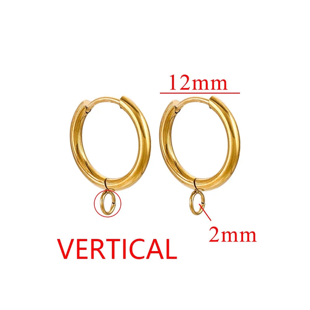 18k Gold Plated Huggie Earring Hooks With Loop, 10pcs Stainless Steel