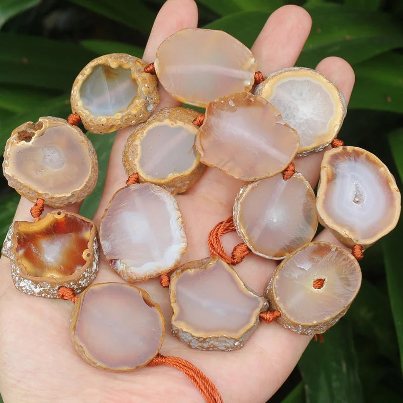 Multicolor Agate Beads, Organic Shaped Slices, 20-35mm, 16inch strand