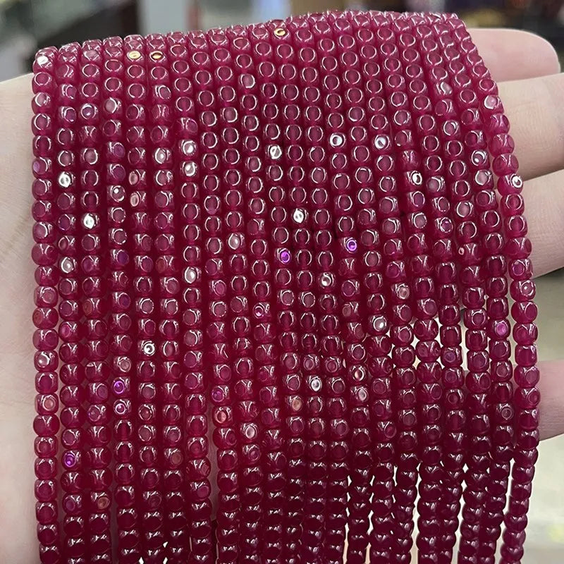 5A Ruby 2/3mm square loose gemstone beads 38cm