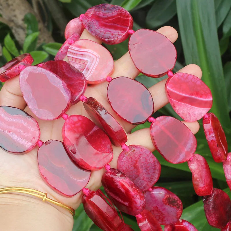 Multicolor Agate Beads, Organic Shaped Slices, 20-35mm, 16inch strand