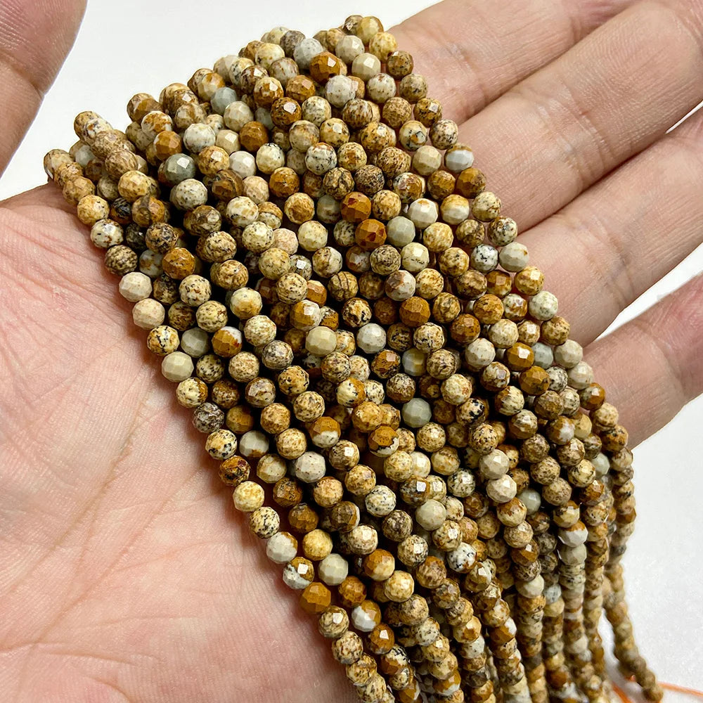 Natural Gemstone Beads in Yellow + Orange,  2 3 4 MM, 15"