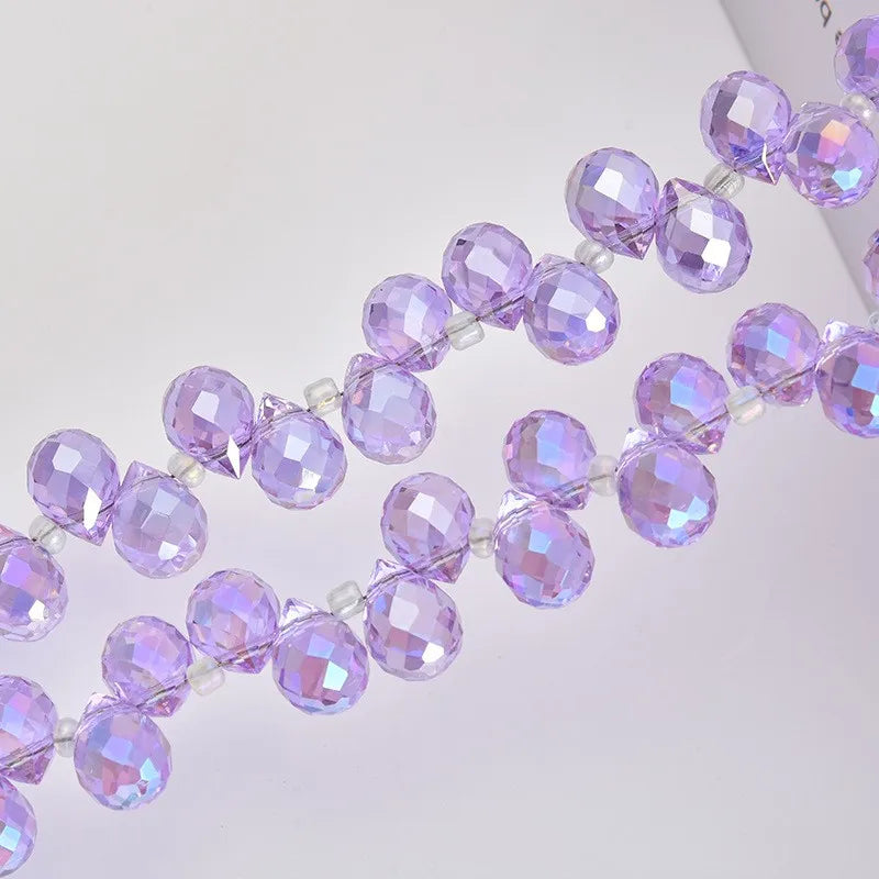 Shiny Crystal Strawberry Beads,  20PCS AB Color Faceted Glass Beads 6-7mm