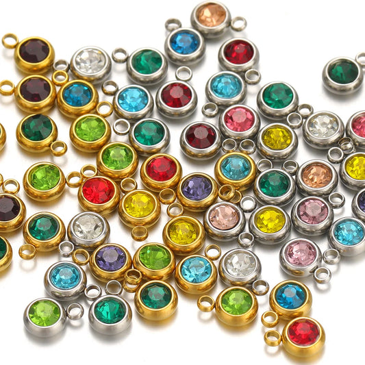 Zirconia Birthstone Pendants, 6mm, 20pcs