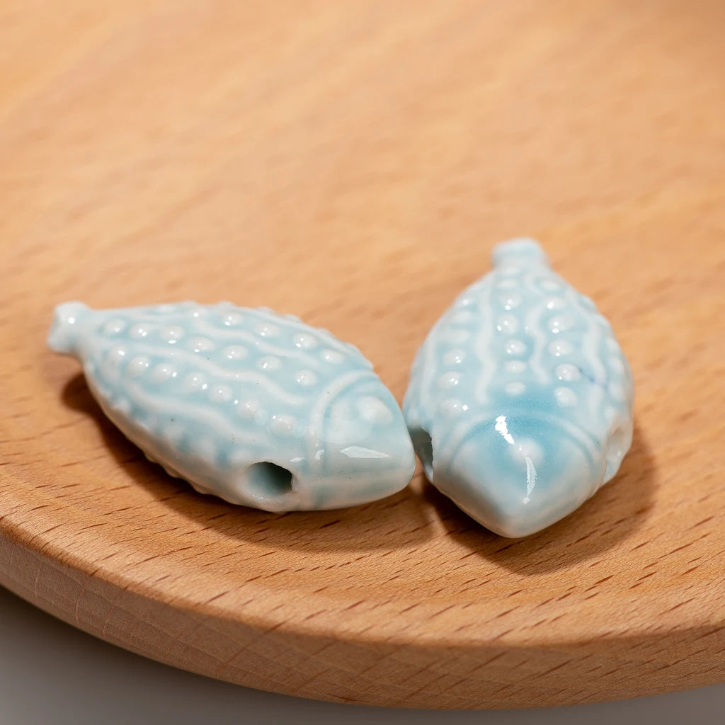 Ocean Breeze Ceramic Fish Beads, 40mm, 2pcs