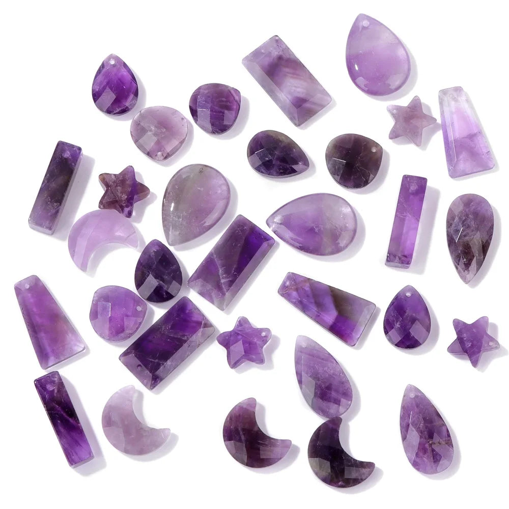 Amethyst Pendant Beads, Natural Healing Gemstones, 9 sizes & Shapes, 2pcs