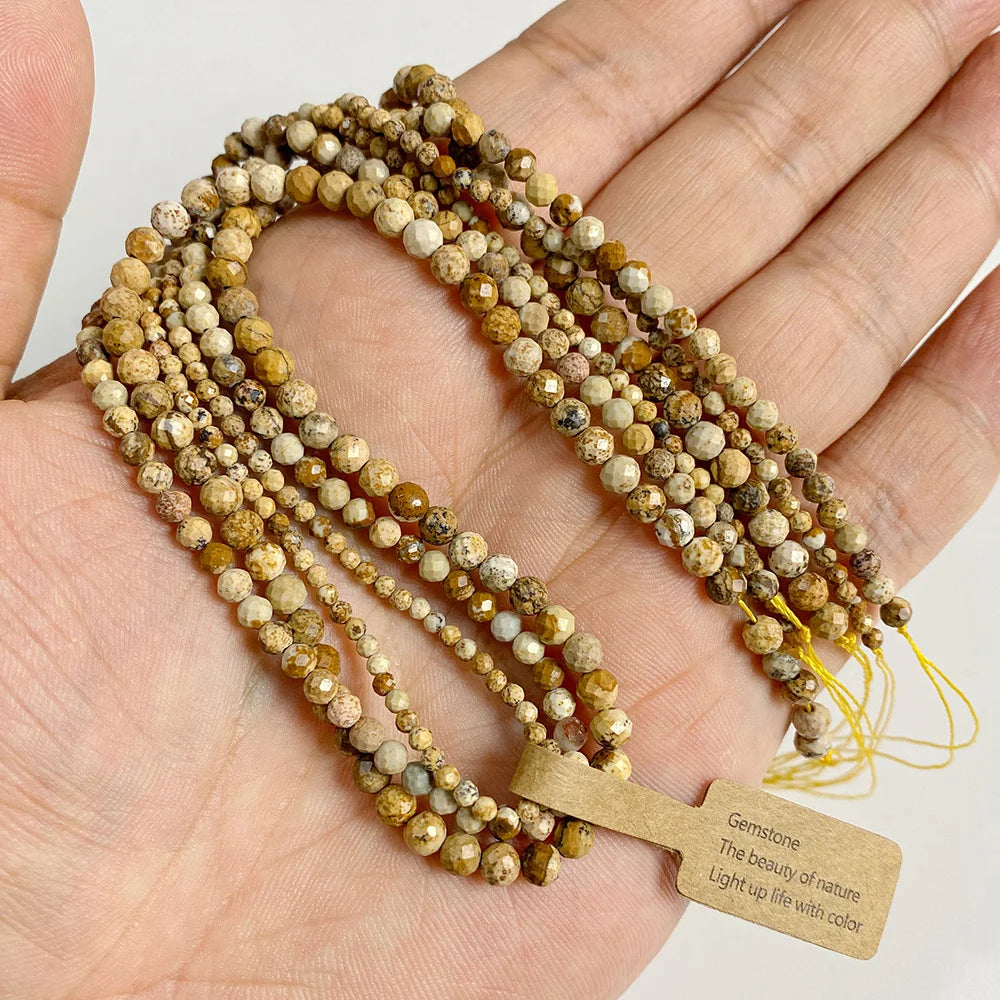 Tiny Gemstone Beads, Warm Tones in yellow, orange, wheat, and brown 2 3 4MM, 3 Strands