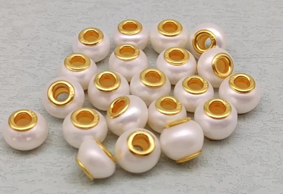 925 Gold Core 11-12mm Freshwater Pearl Beads With Big Holes