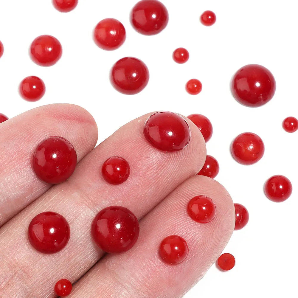 Round Red Coral Cabochons 3/4/5/6/7/8/10/12mm