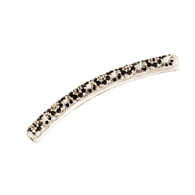 Micro Pave CZ Curved Tube Beads