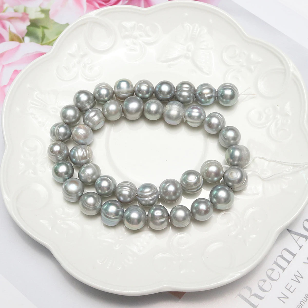 Natural Gray Freshwater Pearl Beads 10-11mm, 15'' Strand, AA Quality