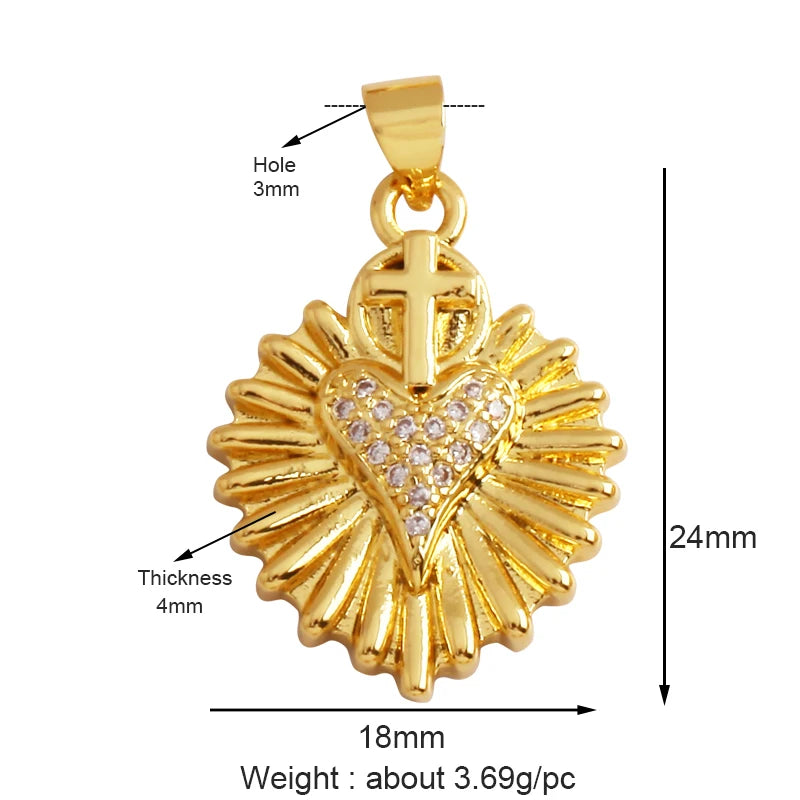 Sacred Red Heart Charm Collection, 18K Gold Plated