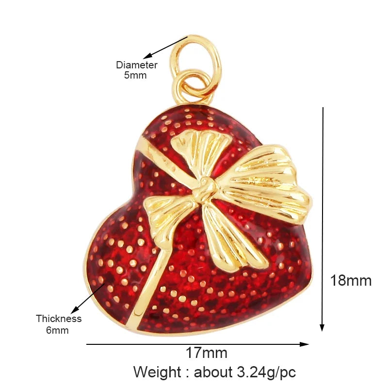 Sacred Red Heart Charm Collection, 18K Gold Plated