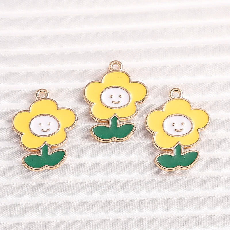 Enamel Bamboo and Friends Charms, 10pcs 6x17mm