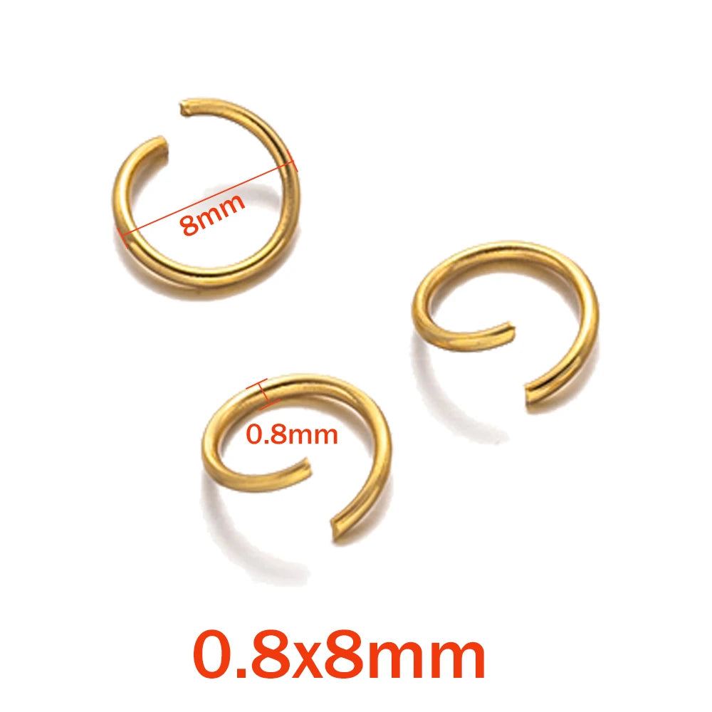 Gold Plated Stainless Steel Open Jump Rings, Split Connectors, 100pcs 4/5/6/7/8mm