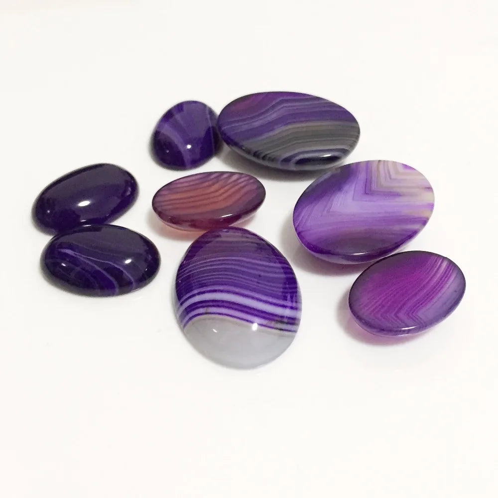 Purple Lace Agate Oval Cabochons, 13x18/18x25mm