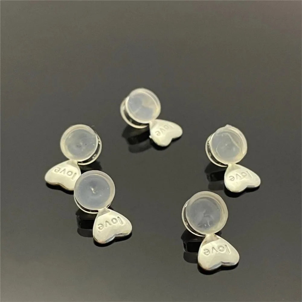 Heart Love Silicone Earring Lifters, Adjustable Replacement for Studs, Hypoallergenic, 10Pcs