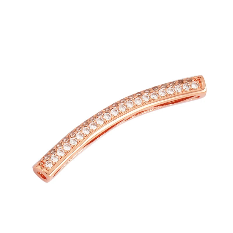 Micro Pave CZ Curved Tube Beads