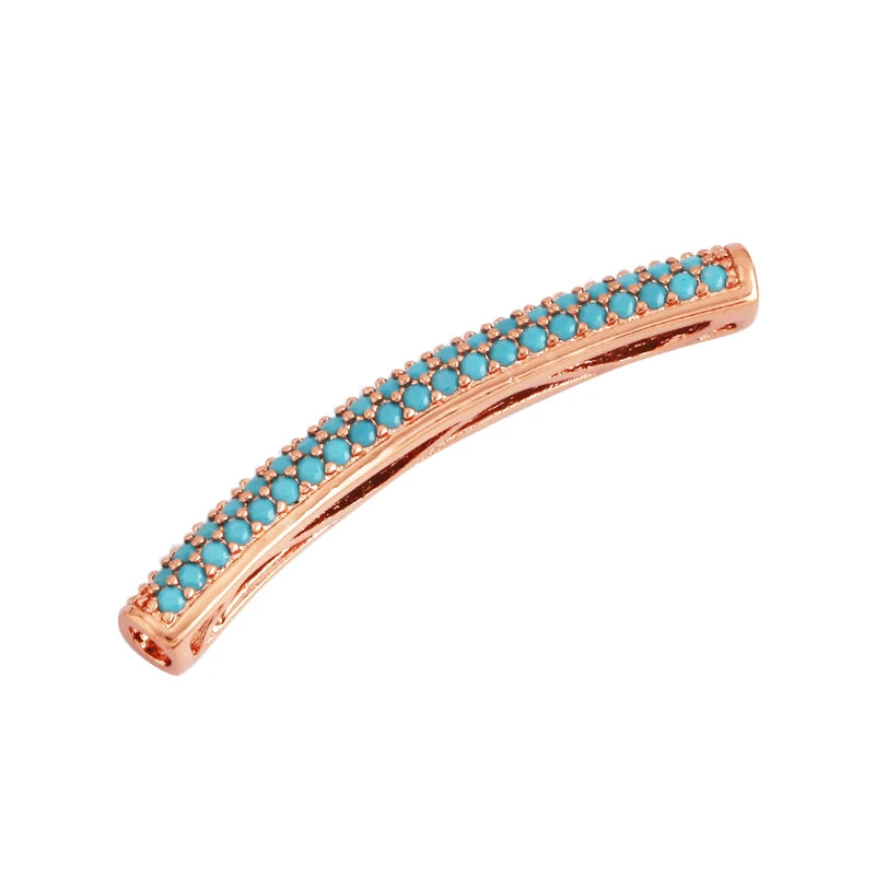 Micro Pave CZ Curved Tube Beads