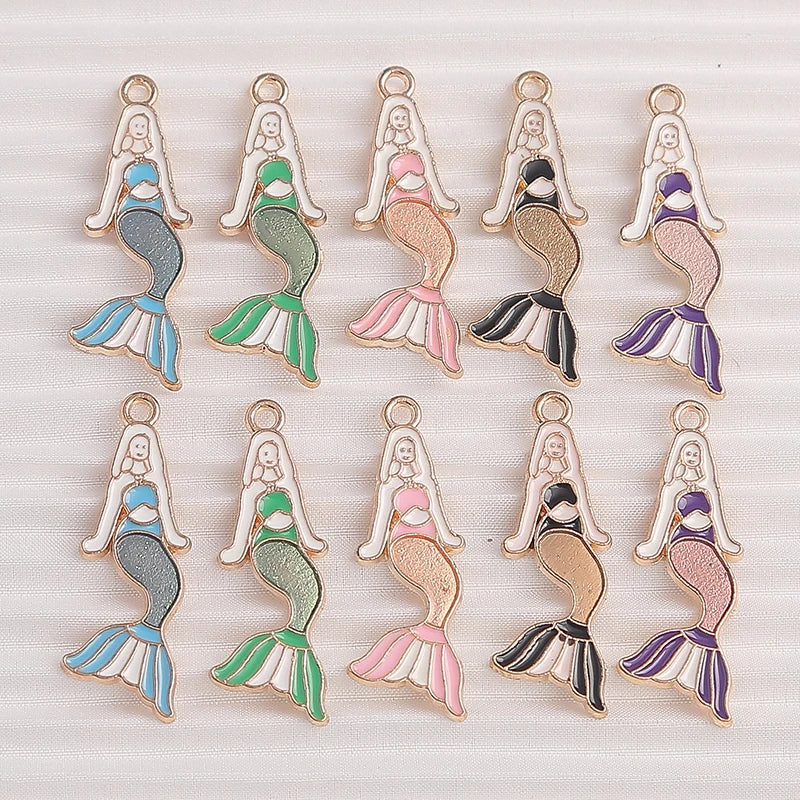 Ultra Marine Life Enamel Charm Collection, Starfish, Shells, Mermaids, 10pcs