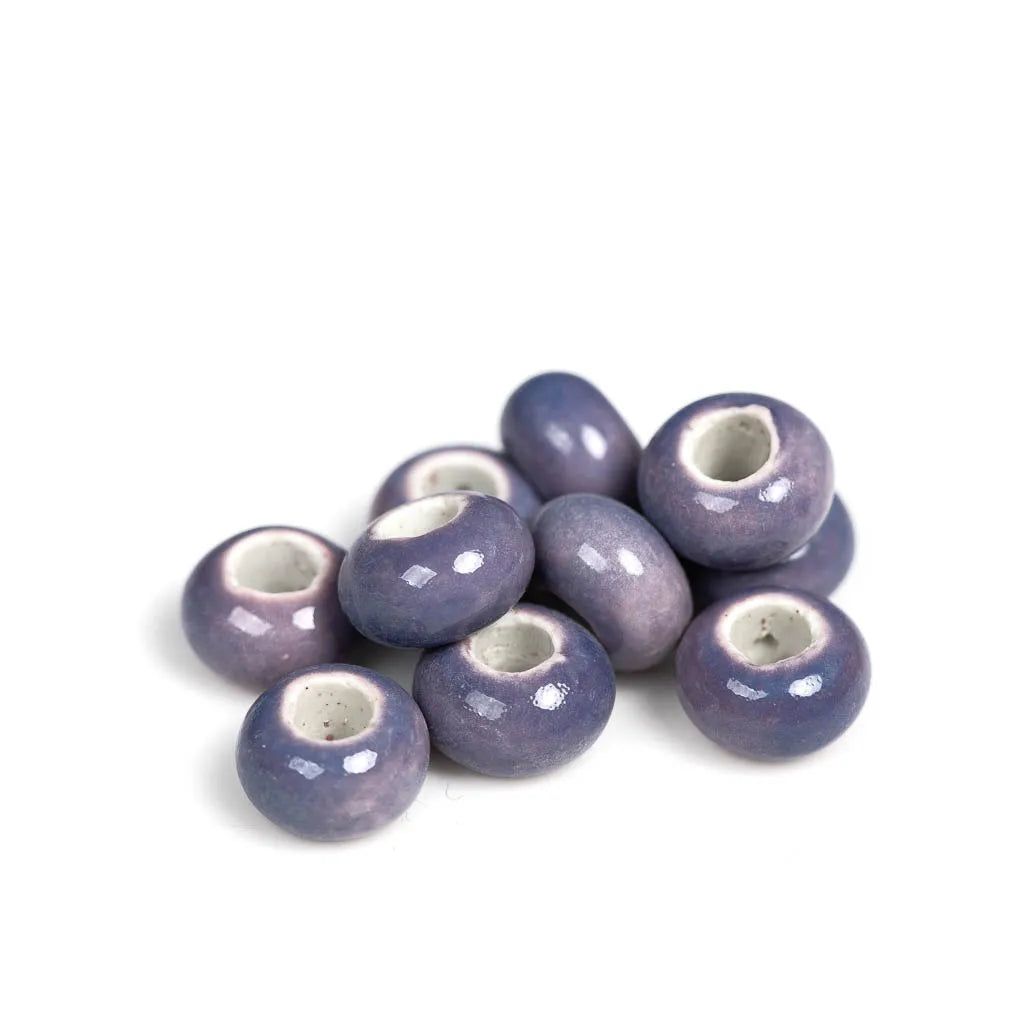 Round Retro Big Hole Ceramic Porcelain Beads, 15mm 10pcs