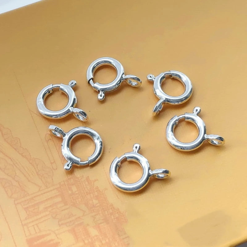 925 Sterling Silver Spring Ring Clasp With Open Jump Ring, Hypoallergenic, 2/5pcs