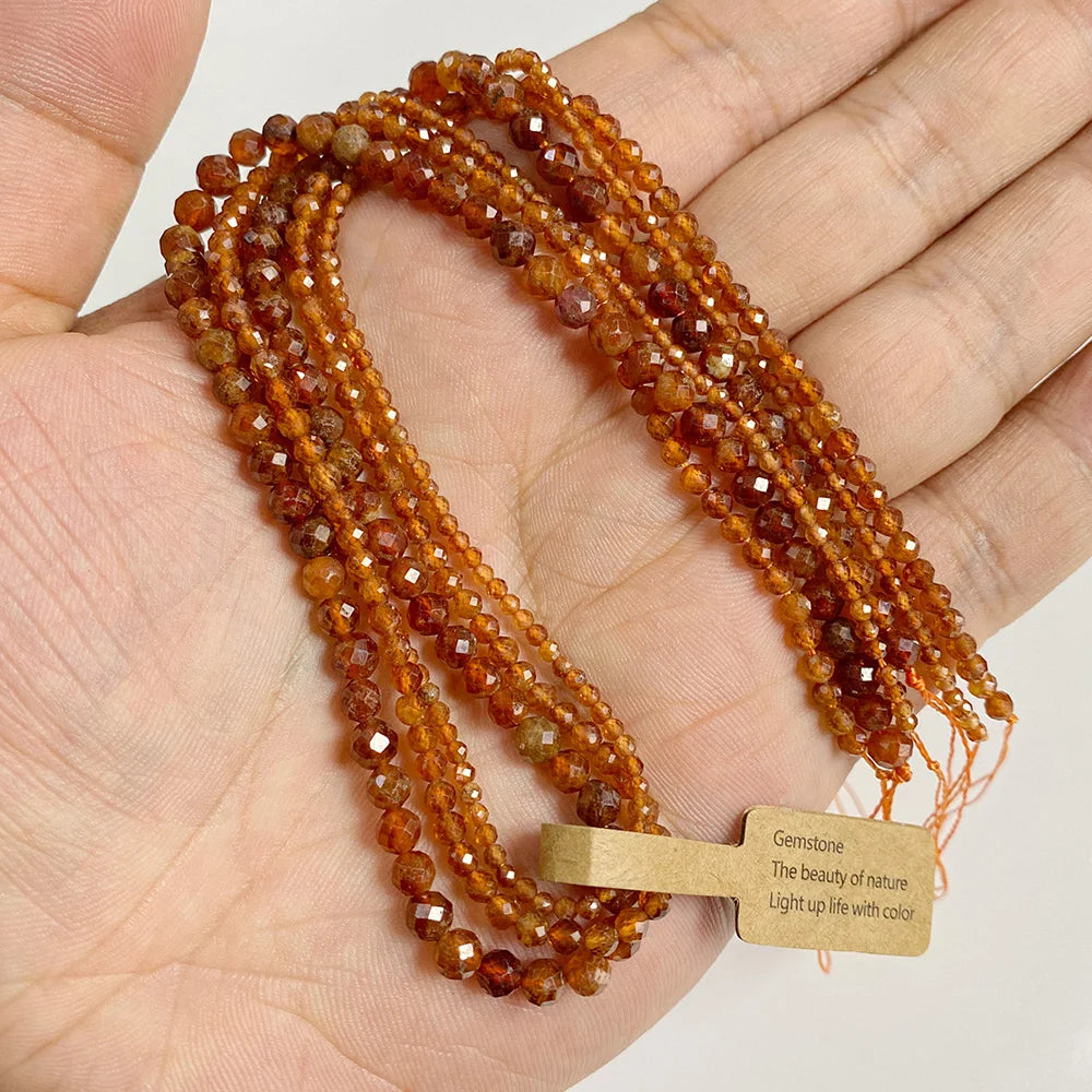 Tiny Gemstone Beads, Warm Tones in yellow, orange, wheat, and brown 2 3 4MM, 3 Strands