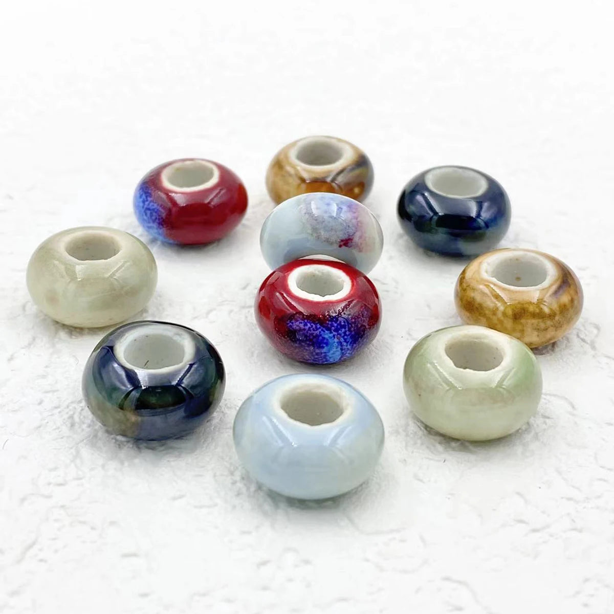 Big Hole Ceramic Spacer Beads, 10PCS